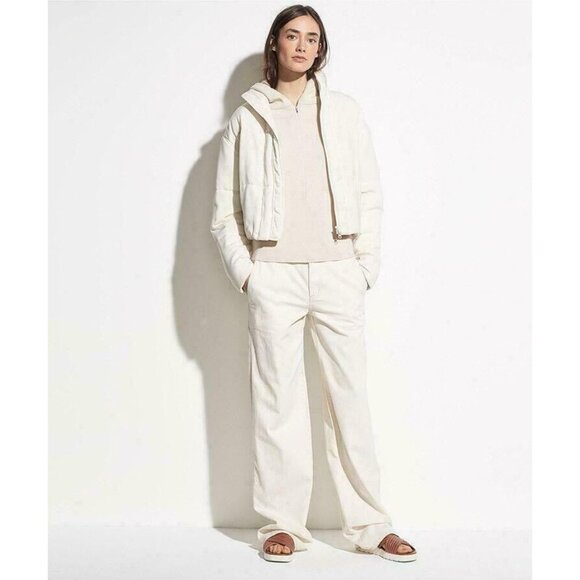 NWOT Vince Vince Soft Bomber Jacket In Chiffon - Size M Cream Ivory - Picture 2 of 13